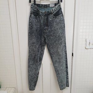 Sergio Valente Vintage 80s Acid Wash Mom Jeans Ankle Zip Tapered